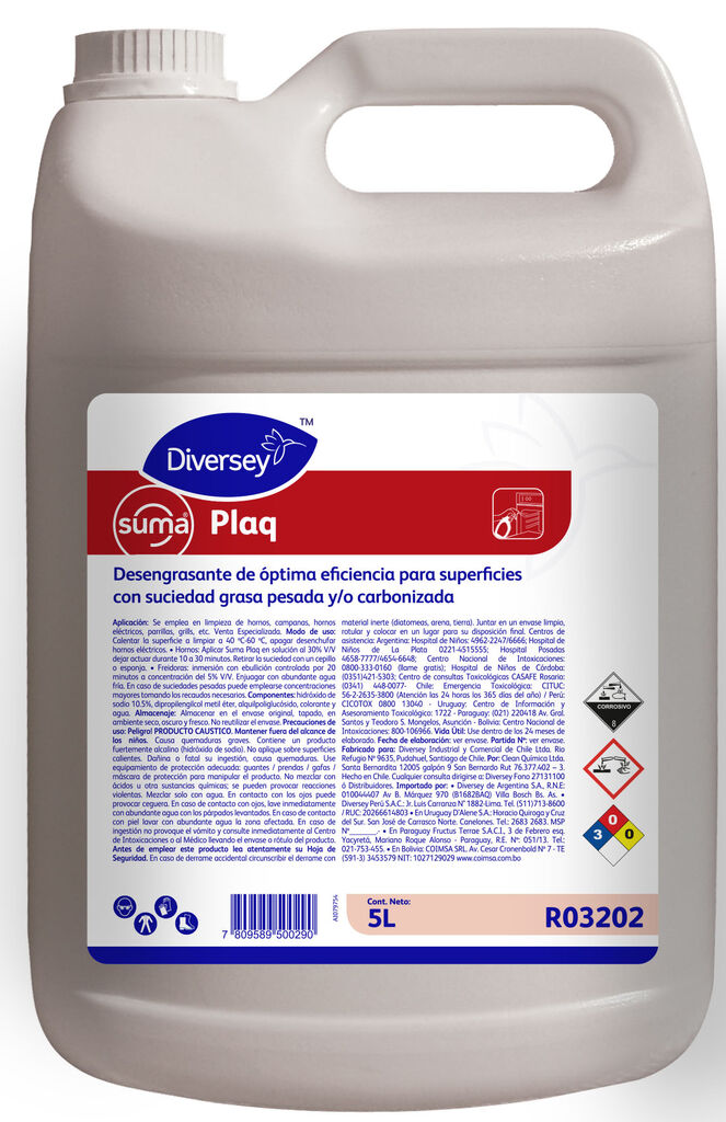 SUMA PLAQ 5L - DESENGRASANTE DE ÓPTIMA EFICIENCIA PARA SUPERFICIES CON SUCIEDAD GRASA PESADA Y /O CARBONIZADA